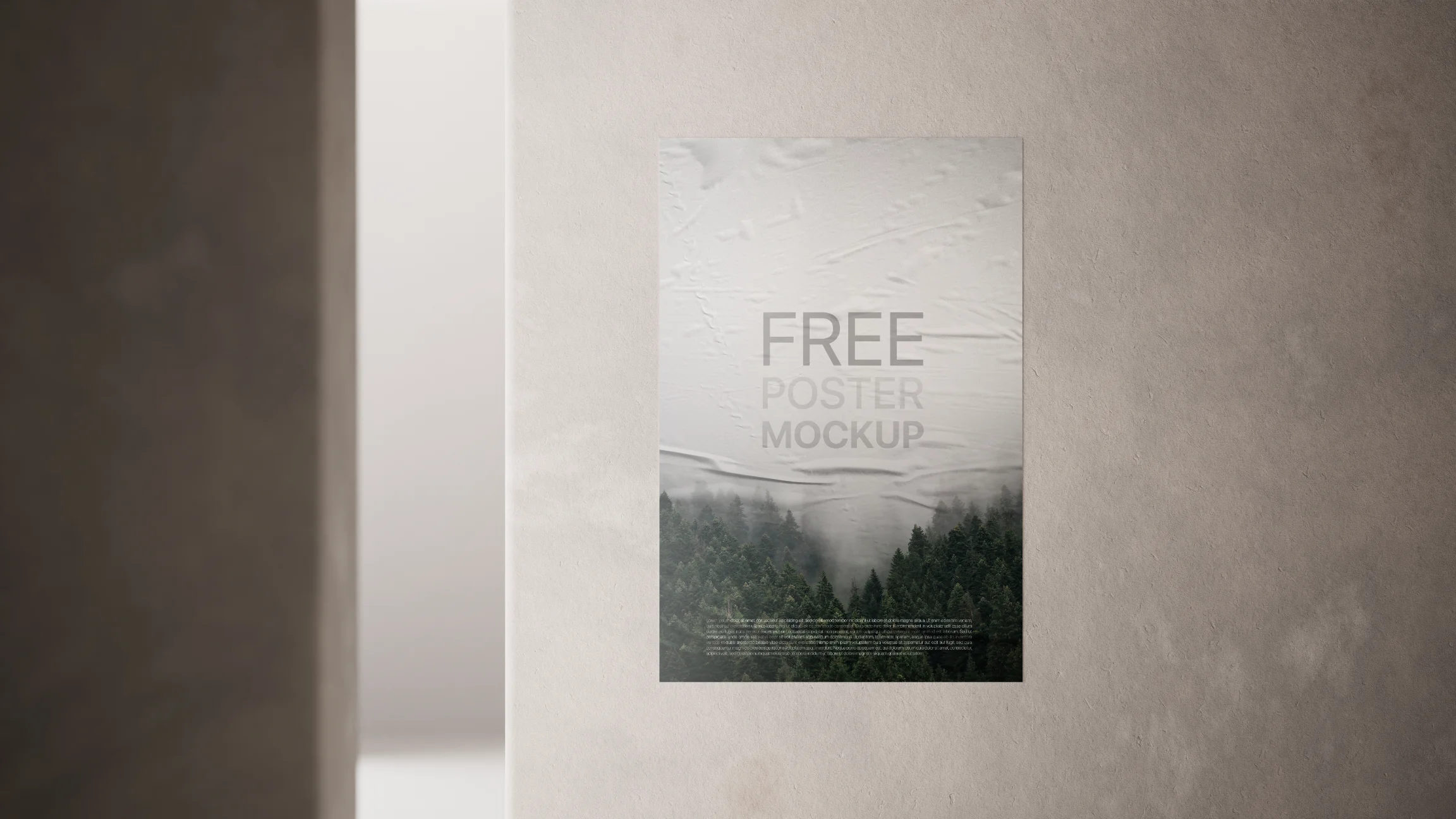 Free poster on the wall mockup 8K resolution